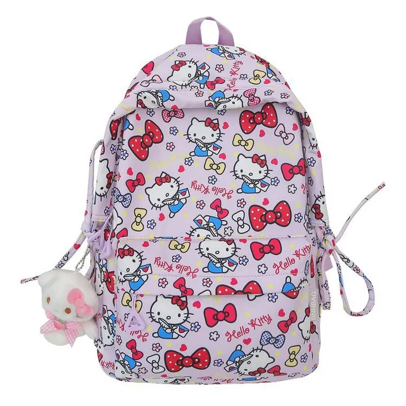 Cute Cartoon Hello Kitty plecak Anime kobiety śliczne lekkie plecaki torba studencka plecak na ramię szkolne torby dla dzieci dziewczyna prezent