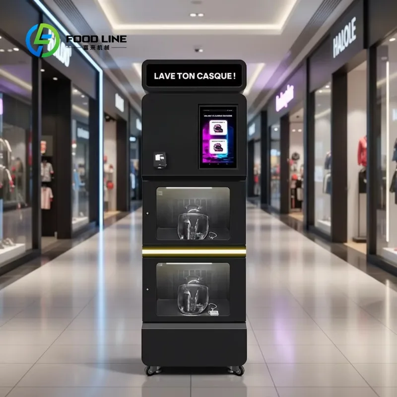 Custom Dual‑Chamber Helmet Cleaning Vending Machine, Automatic IoT‑Connected Equipment for Motorcycle Helmet Business Use