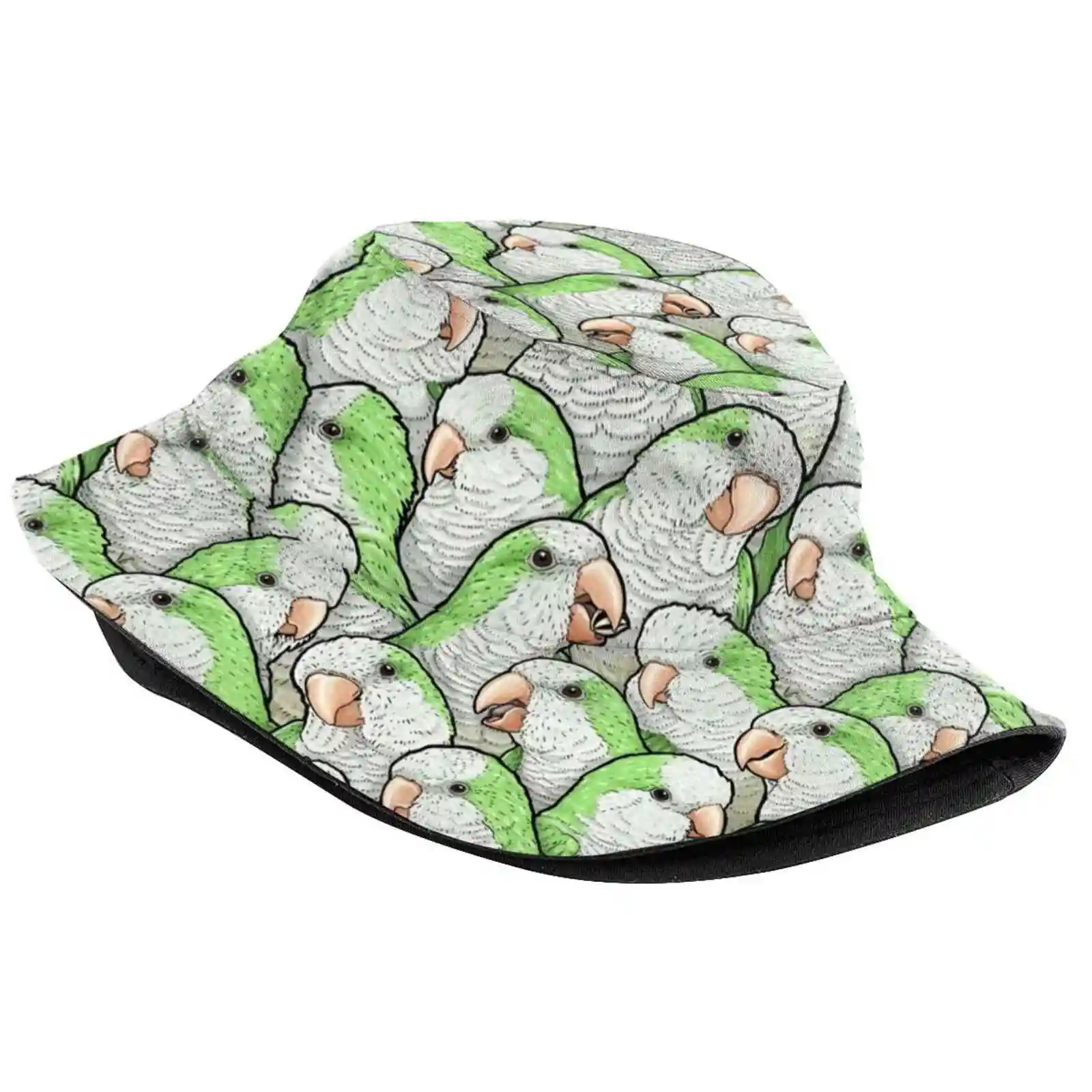 Green Parrots Outdoor Sun Fishing Panama Hats Bird Monk Parakeet Monk Parrot Pet Birb Green Maratus Funk Myiopsitta Monachus