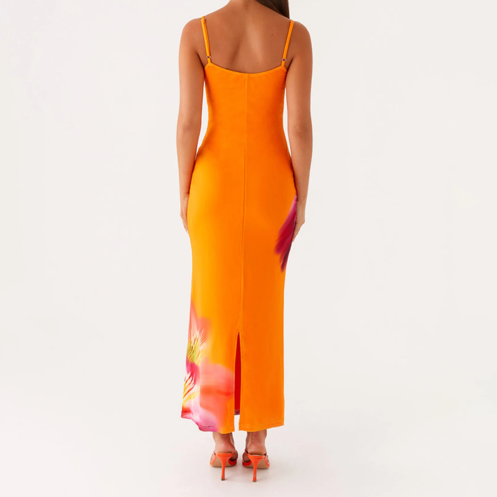 Długa sukienka damska Cami bez rękawów Sukienka z kwiatowym nadrukiem na wakacje na plaży Letnia impreza Codzienne noszenie Aktywność na świeżym powietrzu Streetwear