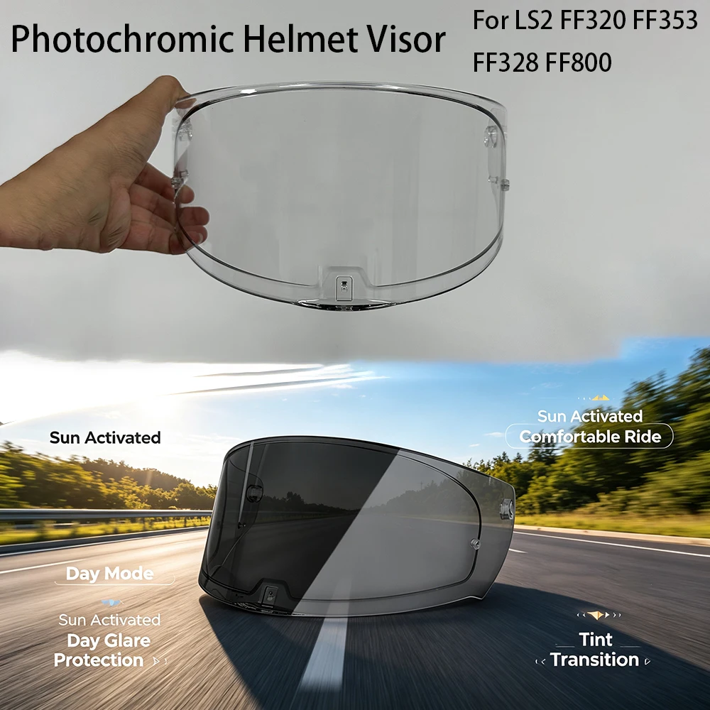 Photochromic Helmet Visor For LS2 FF320 FF353 FF328 FF800 Motorcycle Helmet Visor hromic Tea black Automatically Darkens Lens