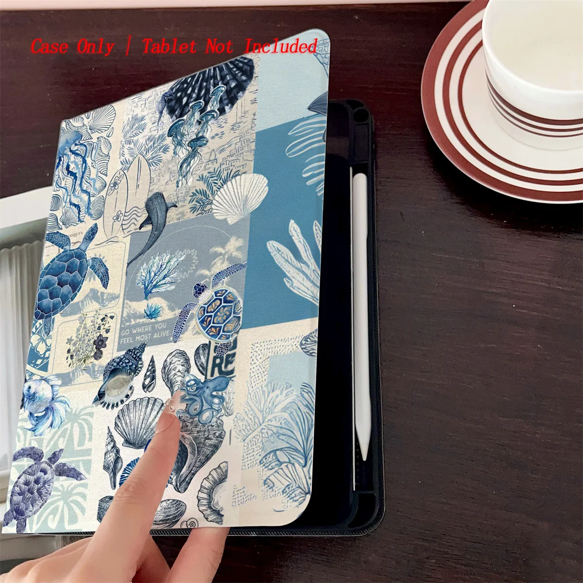 Dreamy Aquatic Blue Seabed Design iPad Case for Air 4/5/6 10.9 3rd Gen 9.7 Anti-Scratch Protective Cover