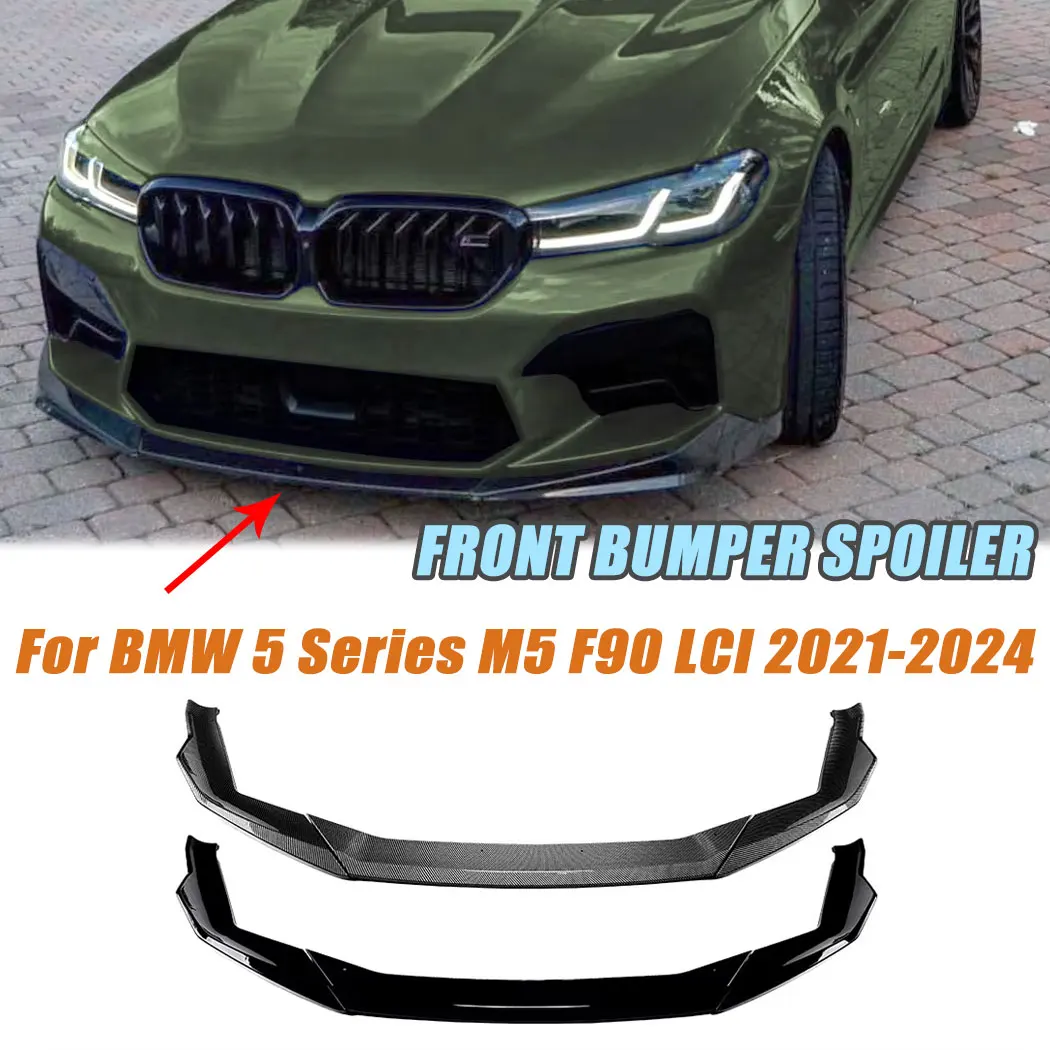 Car Front Bumper Lip Front Chin Lower Spoiler For BMW 5 Series M5 F90 LCI 2021-2024 Auto Accessories Guard Decoration Modified