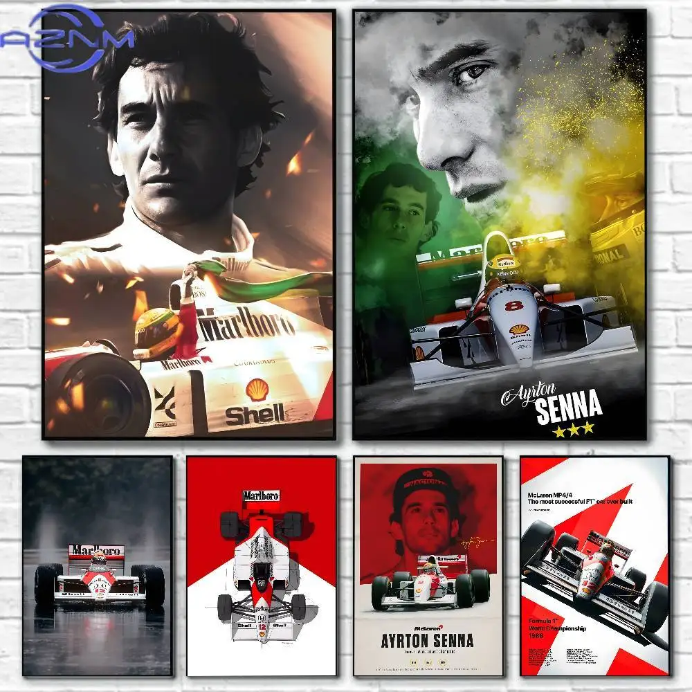 A-Ayrton Senna Formel-Rennposter, Leinwandgemälde, Poster mit Drucken, Dekoration für Zuhause, Schlafzimmer, Wohnzimmer, Geschenk