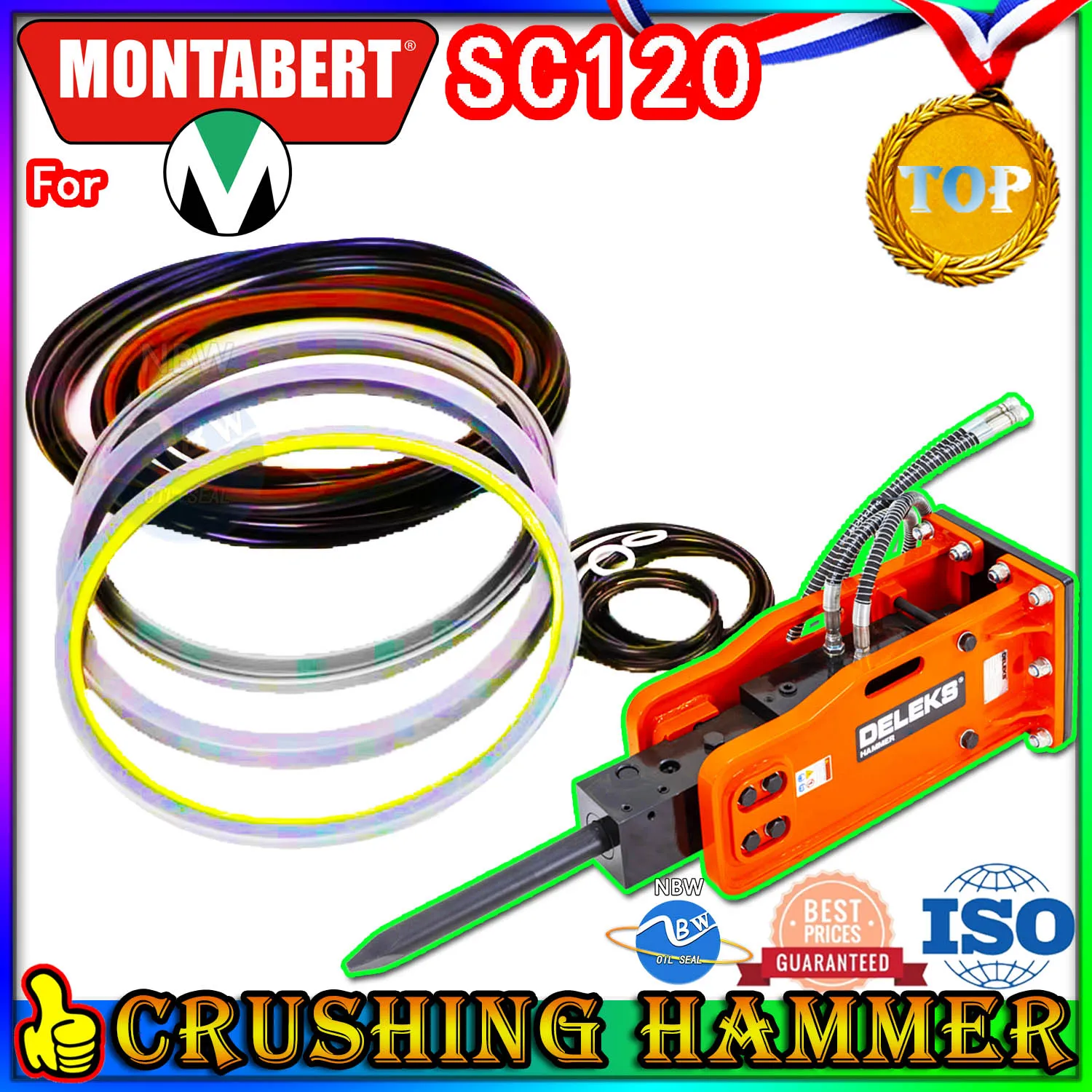 

For Montabert SC120 Crushing Hammer Oil Seal Repair Kit Excavator Hydraulic Cylinder Broken Breaker O-ring Nok Washer Skf Tool