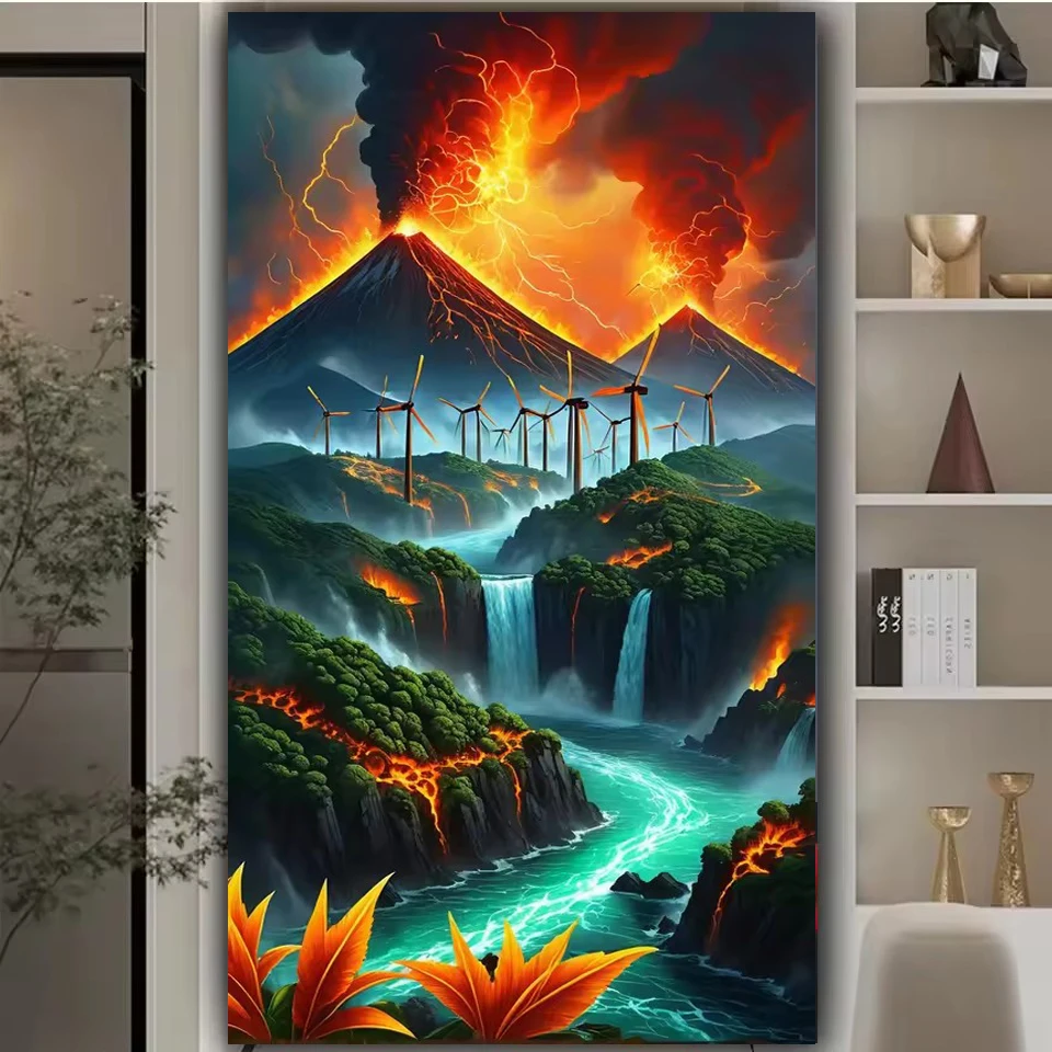 5D DIY Large Diamond Painting - Volcano Kit Eruption 评论和价格