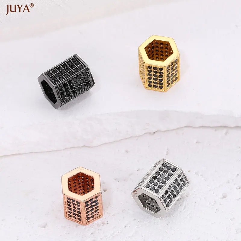 JUYA Zircon Spacer Beads Micro Pave CZ Tube Bead For Jewelry Making Supplies DIY Bracelets Needlework Accessories