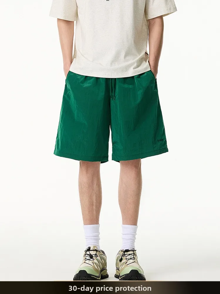 

American Retro Pure Color Folded Texture ort Pants Summer Outdoor Casual Sports Qui Dry Five-Point Pants Youth Sle