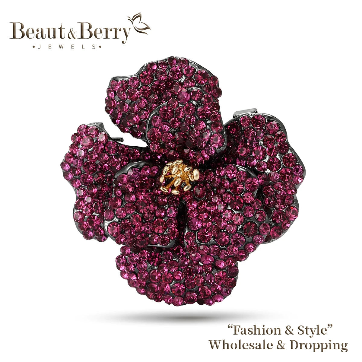 

Vintage Rhinestone Peony Flower Brooches for Women Unisex Plant Pins 2-color Available Casual Party Accessories Gifts