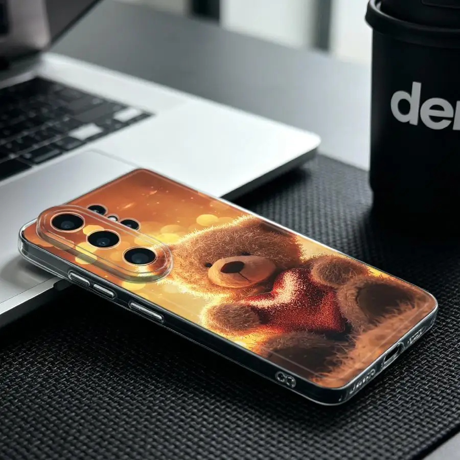 Whimsical Character Design Bear Phone Cover Case for Samsung Galaxy S26 S23 Ultra S24 S21 S25 Edge Note 20 Ultra 10 S20 Plus S22