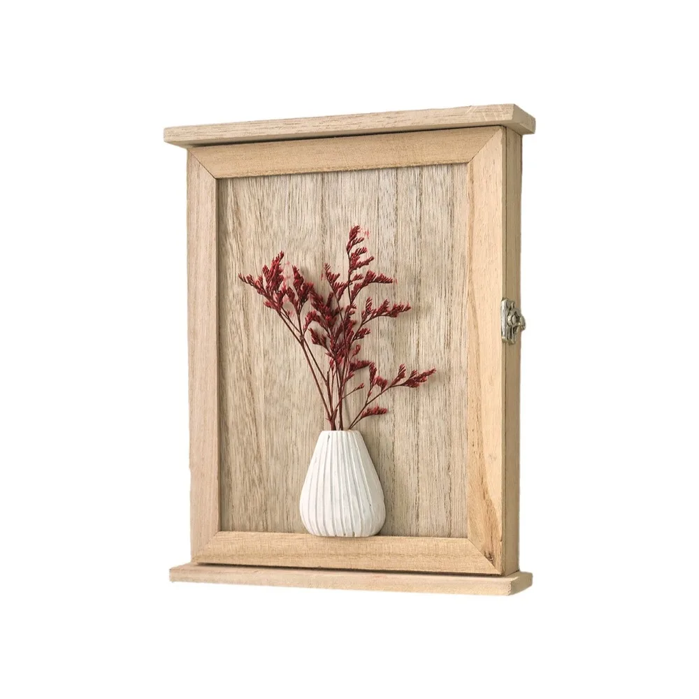 

Wall Decor Wooden Wall-Mounted Key Storage Box Square Rustic Entryway Storage Box Decorative Vintage Cabinet Key Rack Bedroom