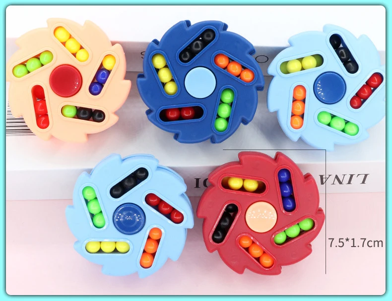 New Ten-sided Rotation Finger Magic Beans Spin Bead Puzzles Game Gyro Antistress Learning Educational Magic Disk For Children