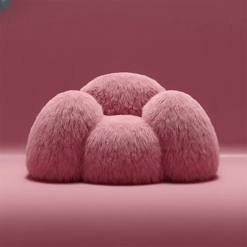 Hot Salesmodern Accent Chair Pink Lamb Wool Sheepskin Living Room Lounge Teddy Fabric Sheep Skin Sofa Chair