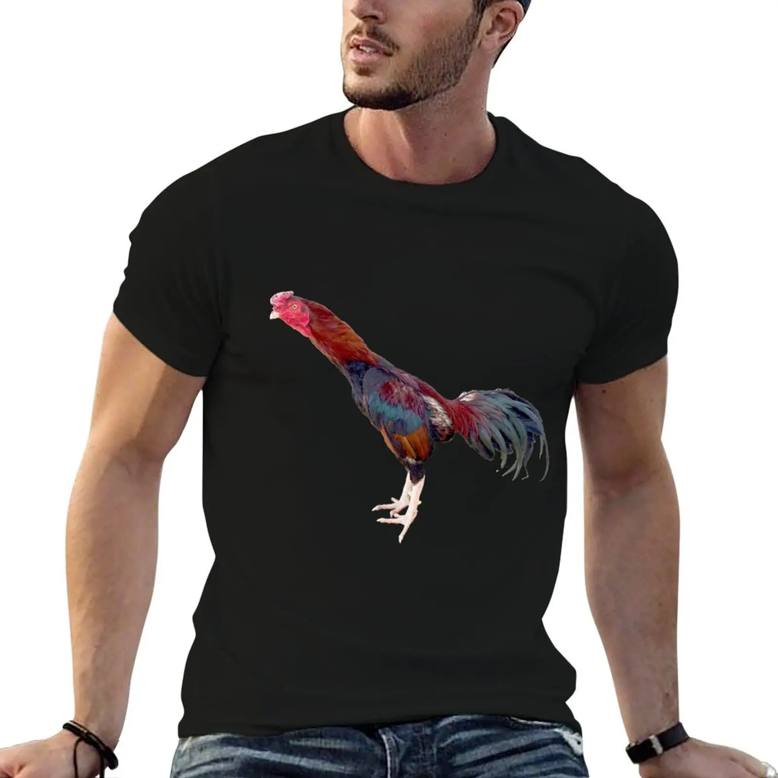 Magnificent Gamefowl Cock Sticker T-Shirt Casual Holiday Short Sleeve Tee