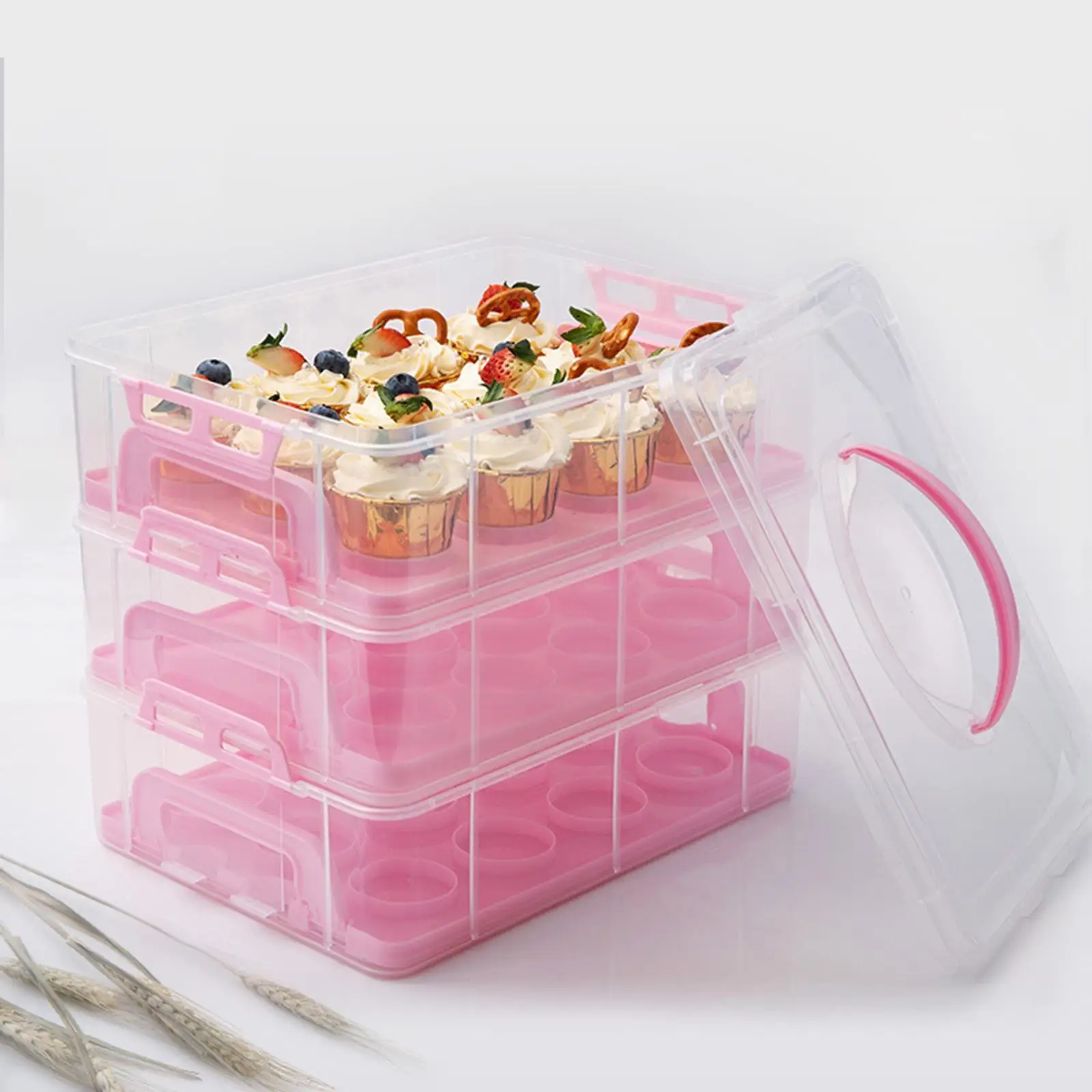 Large Capacity Cupcake Lid Holder Non-toxic And Impact-resistant PP Made Cupcake Holder Fruits