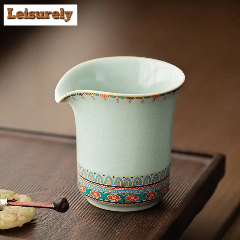 

175 мл Ru Kiln Dunhuang Treasure Flower Чайный кувшин Divide Tea Cha Hai Диспенсер Чашка правосудия Ярмарка Кружка Китайский чайный сервиз Поставки