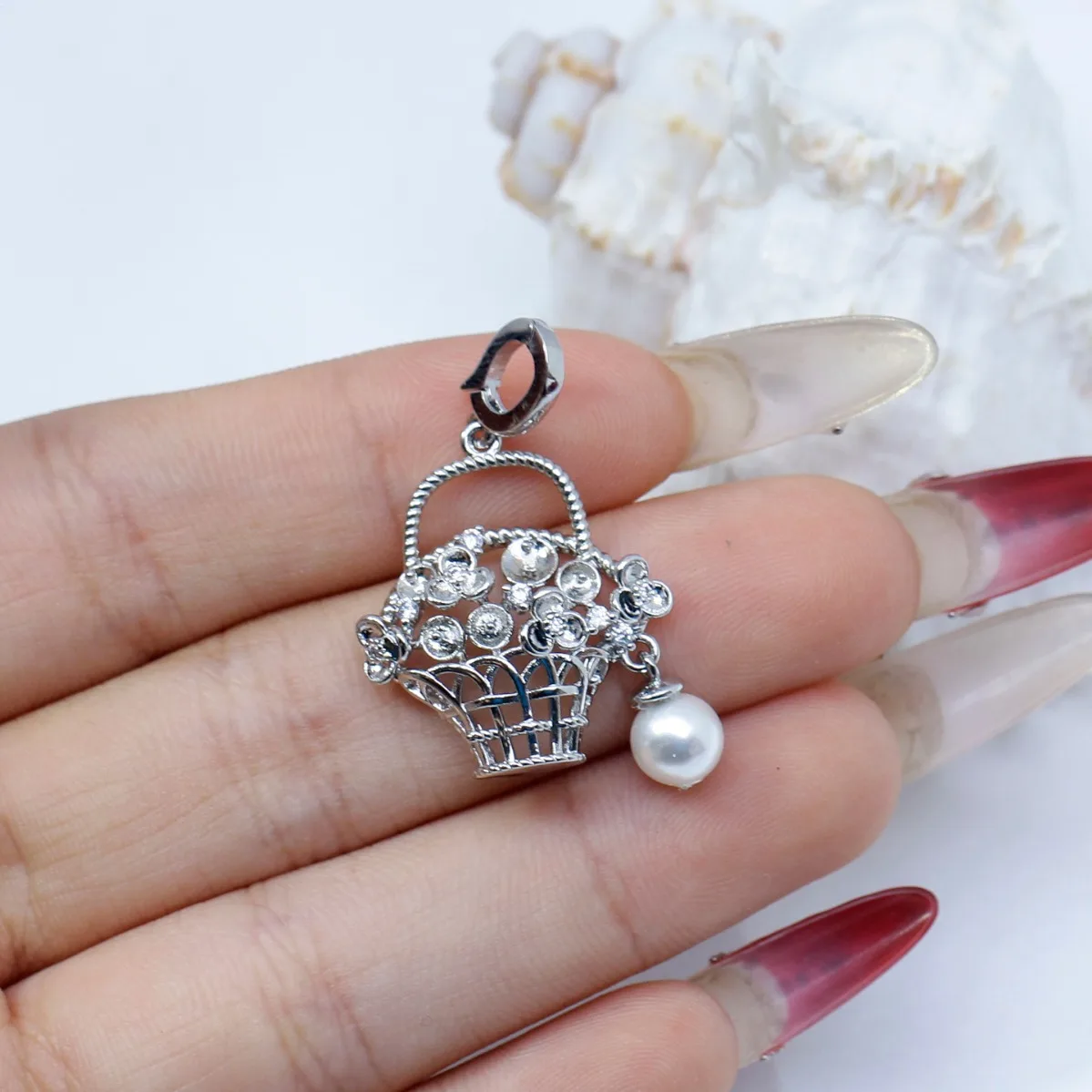 Brass Gold Plated Vintage Pearl Basket Pendant Blank Setting, Light Luxury Versatile DIY Necklace Accessories For Women