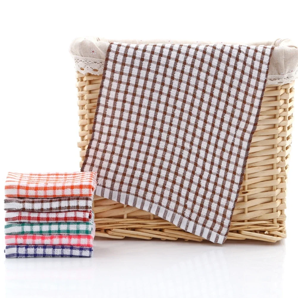 6PCS Cotton Kitchen Tea Towels Absorbent Lint Free Catering Restaurant Cloth Dish Towels Cleaning Cloth Kitchen Cleaning Towel