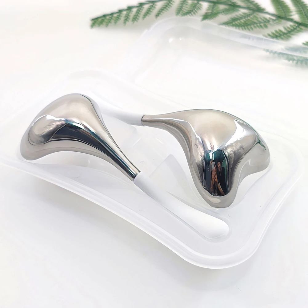 ลูกกลิ้งใบหน้าน้ำแข็ง1/2ชิ้นเครื่องมือยกกระชับสัดส่วนใช้ซ้ำได้ทรงหางปลาน้ำแข็งทรงกลมเครื่องมือดูแลผิวอุปกรณ์นวดหน้า