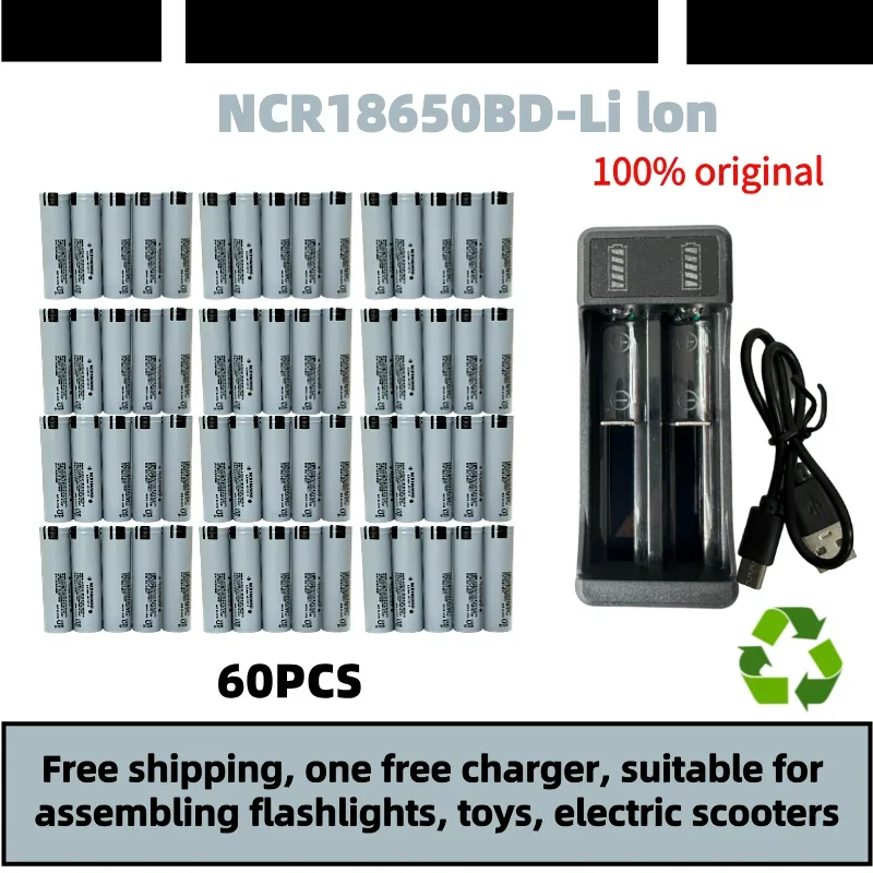 100% original NCR18650BD 3200mAh 18650 3.7V lithium Rechargeable battery 10A discharge for Flashlight charging 35E