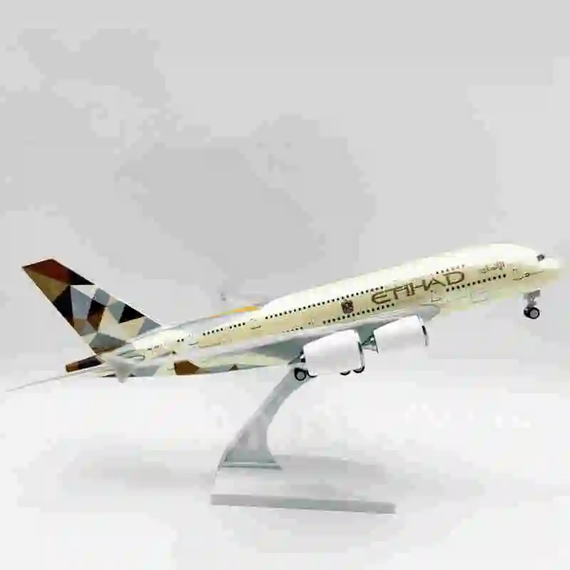 

Simulation Diecast 1:240 Scale A380 Etihad Airways Aircraft 30cm Resin Finished Souvenir Hobby Collection Toy Display Gift