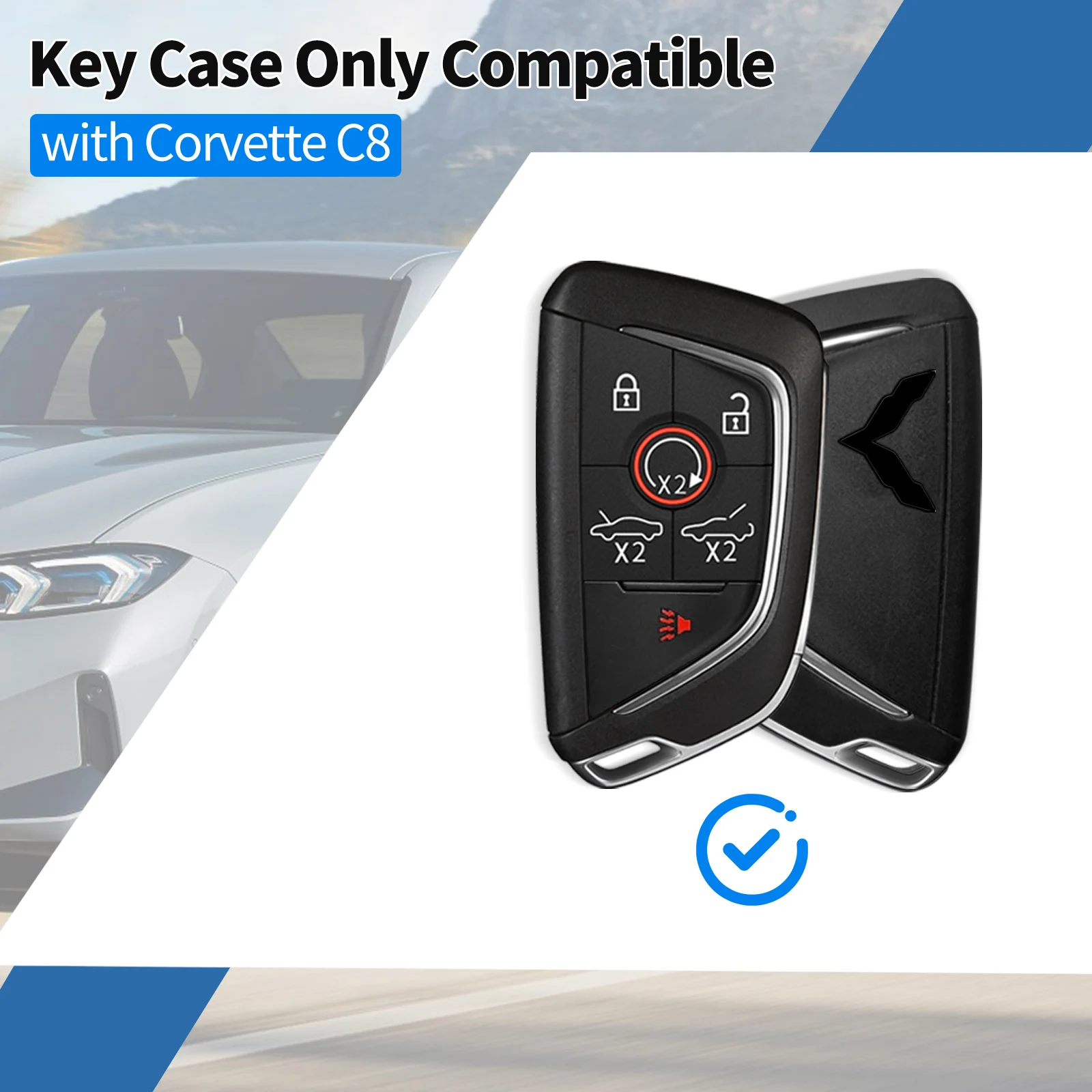 T-carbon Carbon Fiber Key Fob Cover Fits Corvette C8 6-Button Smart Key, C8 Stingray Z51 Z06 2020–2026