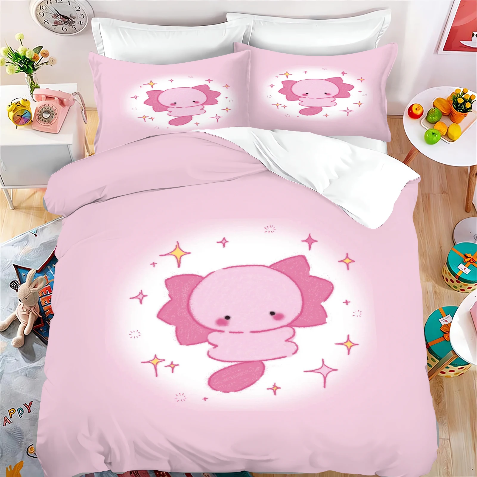 Salamander Bedding Set 100% Cotton Cartoon Sheet Pillowcase Quilt Cover Bedspread Set 2/3-piece set Children Bedding