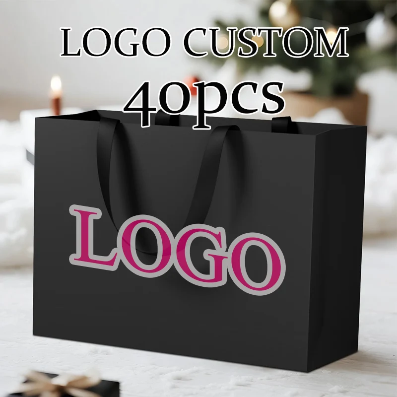 

Качественные пакеты для малого бизнеса, 40 шт., оптом, для бутиков, большие подарочные пакеты, возможность нанесения логотипа вашего бренда