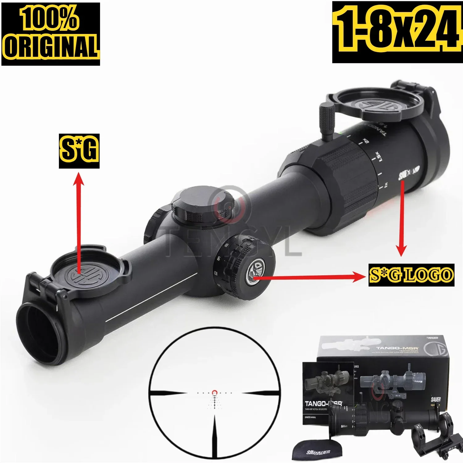 

TANGO-MSR LPVO1-8x24mm/1-6x24mm 30mm Maintube SFP Riflescope-Shockproof Hunting Rifle Scope with Illuminated MSR BDC-8 Reticle