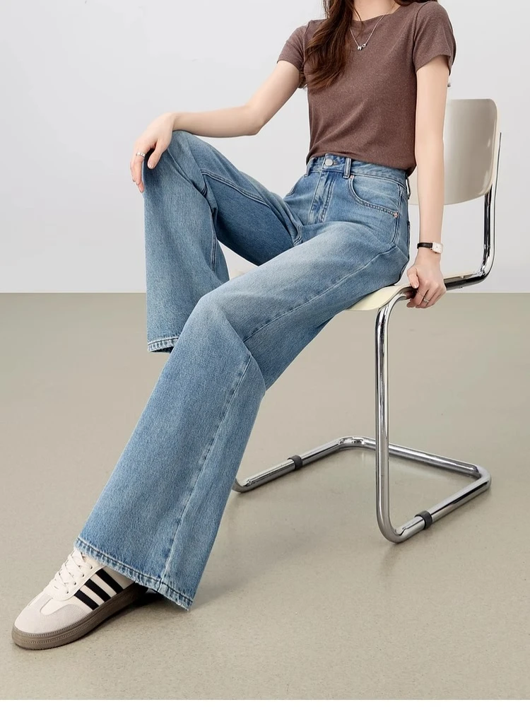 

SENTUBILA Vintage Bootcut Denim Jeans Women's Full Length Trousers 2025 Autumn Cotton Denim Long Pants Ladies Clothes W51N58072