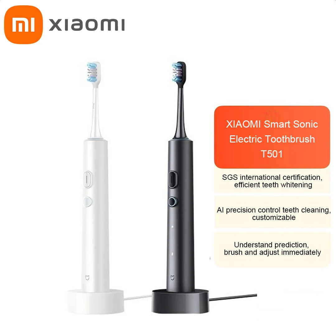 XIAOMI Electric Toothbrush T501 Smart Sonic Toothbrush IPX8 Waterproof Wireless Charging 3 Mode Oral Cleaner for Teeth Whitening