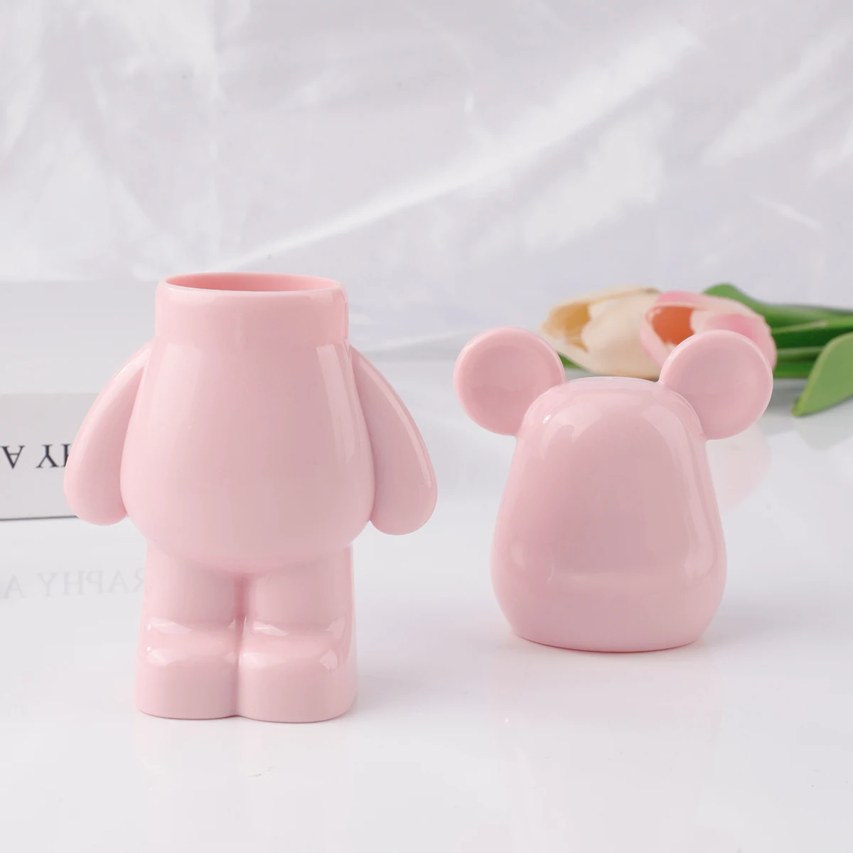 4PCS MINI MAKEUP BRUSH SET WITH BEAR STORAGE CASE - SOFT BRISTLES/PORTABLE/DUSTPROOF COSMETIC BRUSHES - RANCAI TRAVEL BRUSH KIT