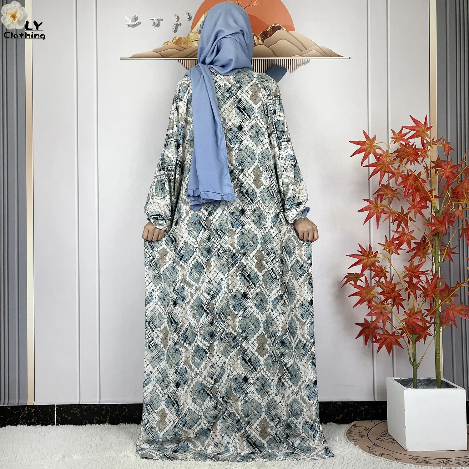 New Muslim Long Sleeves Abaya For Women Ramadan Prayer Garment Dubai Turkey Femme Robe Cotton Loose African Dress Turban Joint