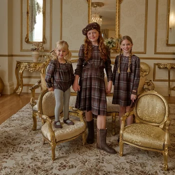 AS AW26 Chestnut Collection Brown Embroidery girls dress knitting boys brother sister family match clothes