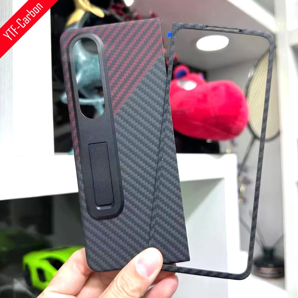 

YTF-Carbon For Samsung Galaxy Z Fold 4 Brackets Luxury Carbon Fiber Matte Shockproof Bumper Ultra Thin Hard Cover For Z Fold4 Br