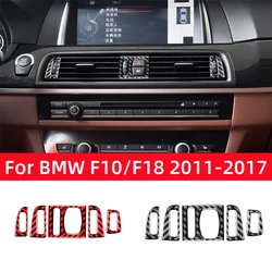 Autocollants de cadre de garniture de réglage du volume d'air de sortie d'air, fibre de carbone, intérieur de voiture, accessoires pour BMW Série 5, F10, F18, 2011-2017