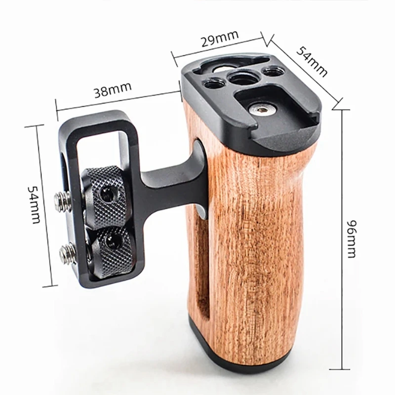 New Camera Side Handle Grip For Sony/Canon/Nikon DSLR Camera Cage Left Right Side Wooden Handgrip With Cold Shoe