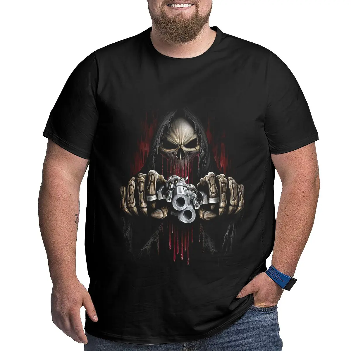 

Skull Graphic T Shirts for Big and Tall Men Cotton T-shirt Plus Size Short Sleeve Top Tees Large Size 6XL 5xl 4XL