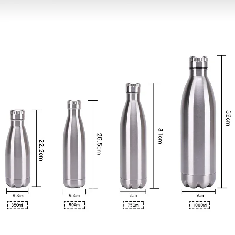 Insulated Stainles Water Thermal Thermos Vacuum 350/500/750/1000ml Bottle Sport Double And Flask Keep Cold Wall Hot Steel