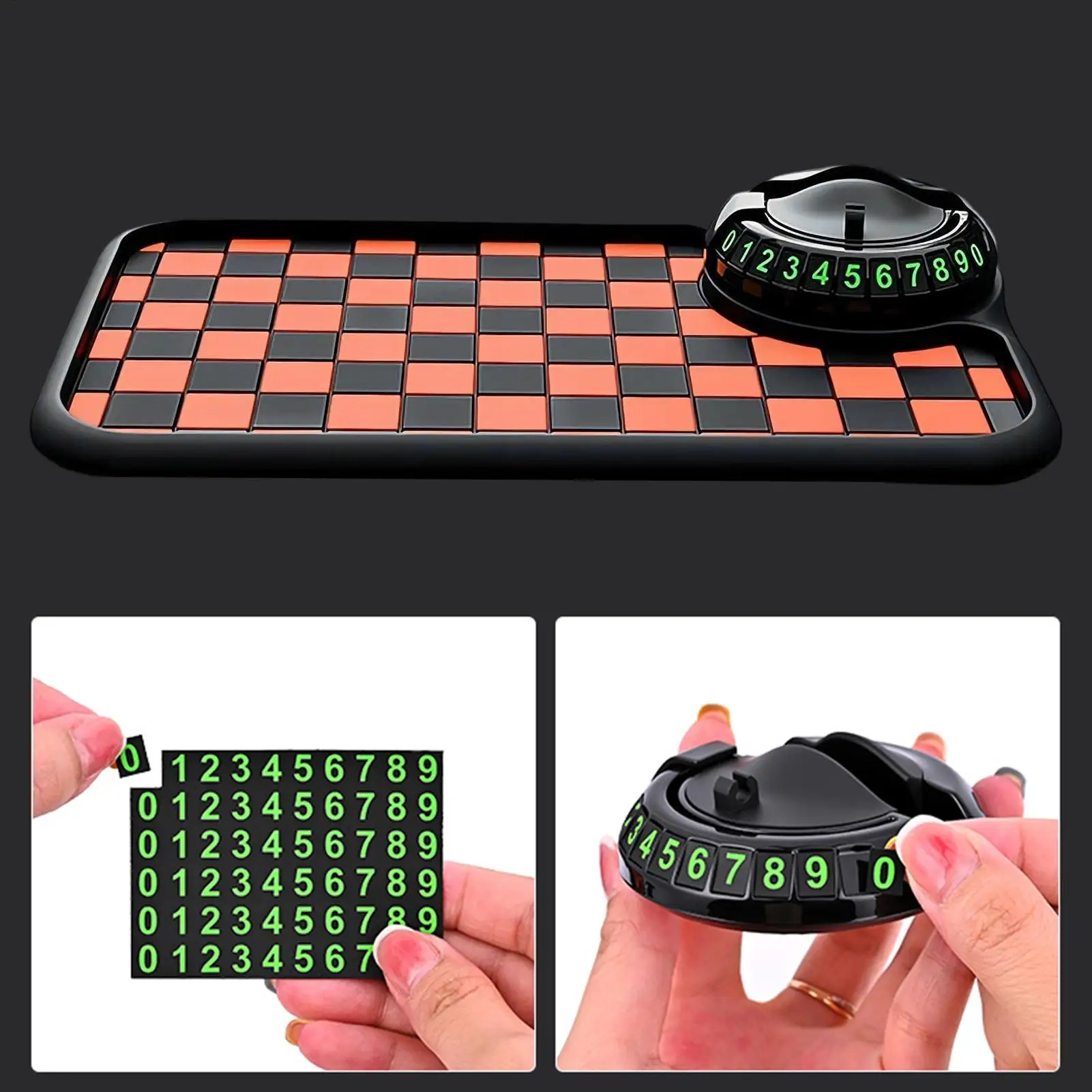 

Anti Slip Phone Mat For Car 360-Degree Rotating Stand Holder With Parking Number Car Anti Slip Mat Dashboard For Automotive