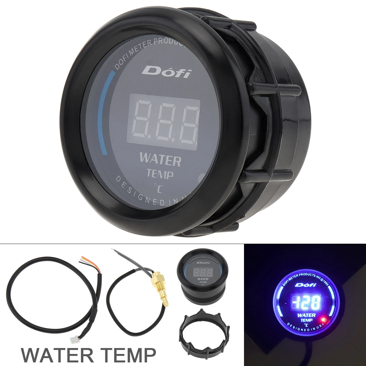 

2 Inch 52mm Digital Car Water Temp Gauge Auto Turbo Boost Vacuum Oil Gas Temperature Tach Voltage Oil Press Meter LED Displays