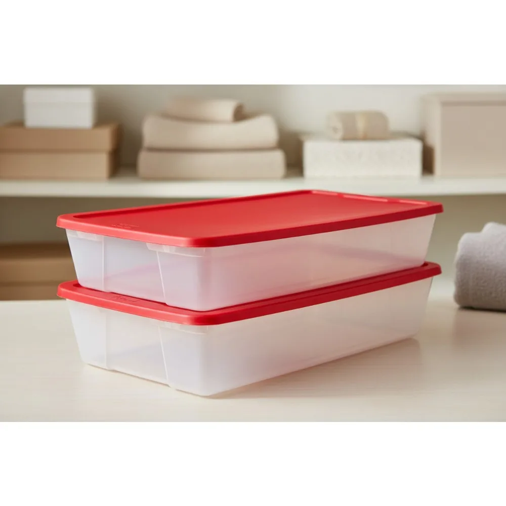

2-Pack Clear Plastic Storage Bins with Lids, 41 Quart Stackable Organizers for Christmas Decorations & Crafts