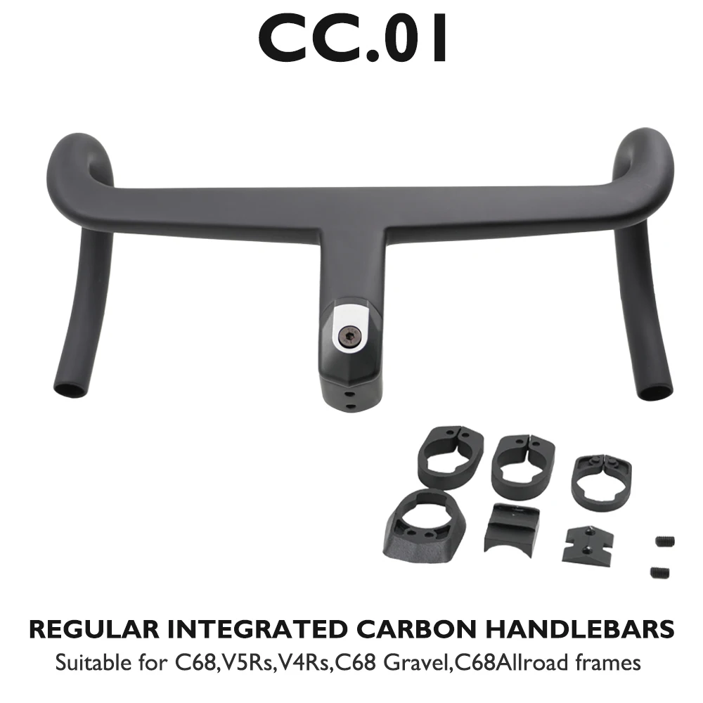 

CC.01 Carbon Fiber Integrated Road Handlebar Computer Mount Compatible with C68 V5Rs V4Rs C68 Gravel C68 Allroad Series 370-430