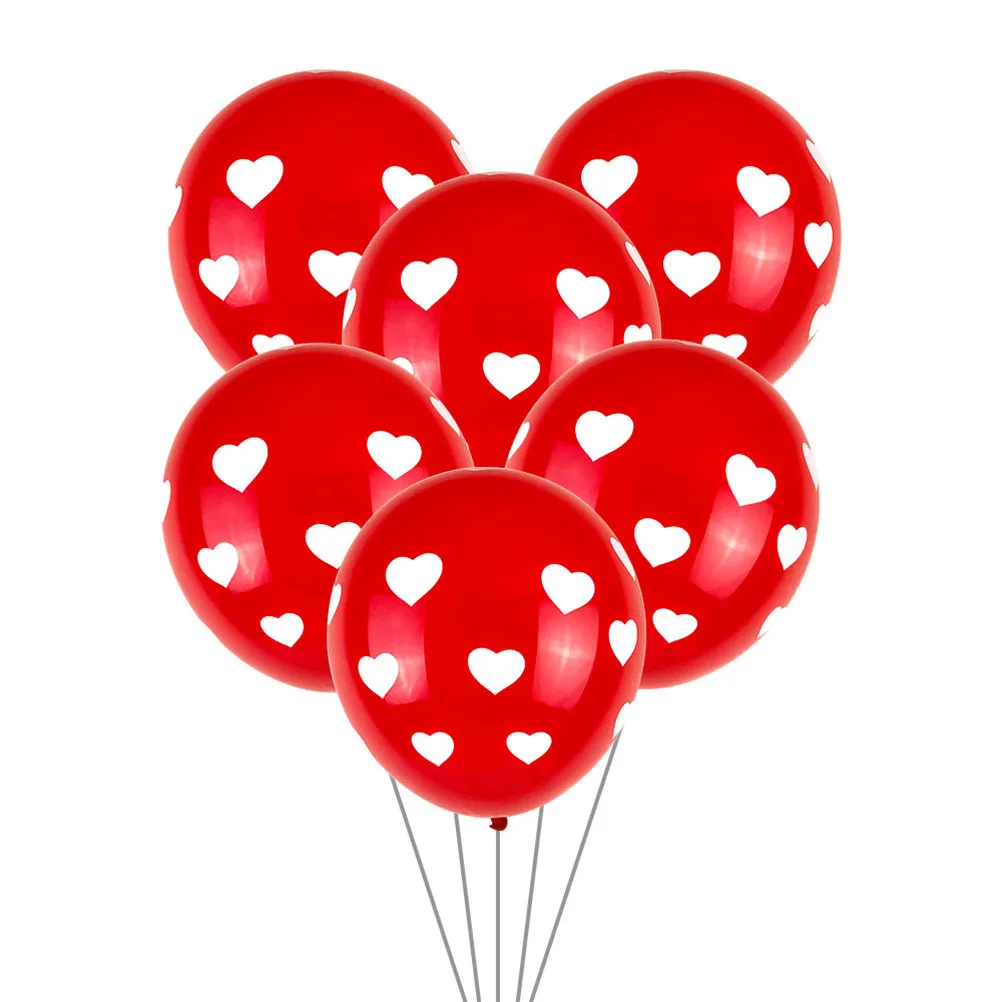 

50pcs 12 Inch Red White Heart Print Balloon Decor For Valentine Wedding Party Festival Shower Bridal Shower Latex Balloons