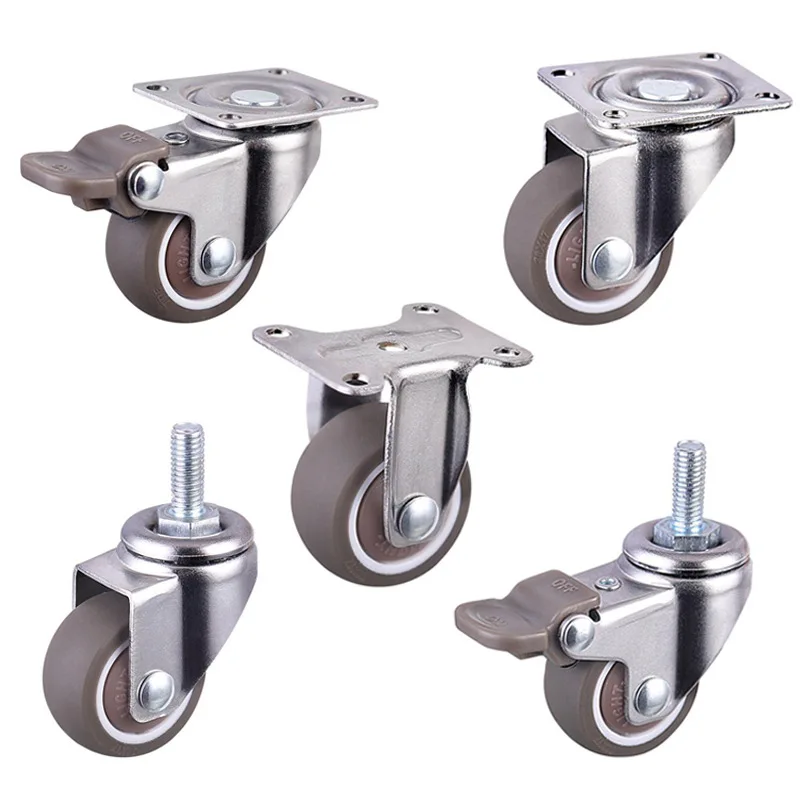 4pcs Furniture Casters Heavy Soft Rubber 360° Swivel Roller Mute Wheel for Platform Trolley Chair Household Accessories