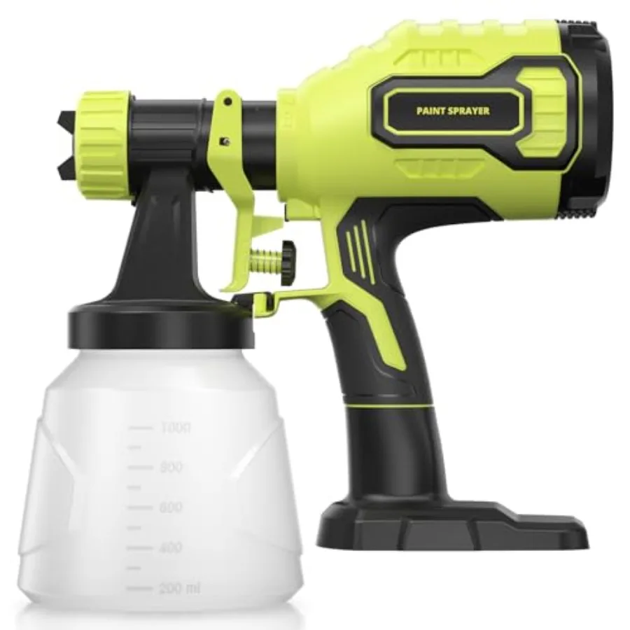 

Cordless Paint Sprayer Compatible with Ryobi 18V Battery Battery Not Included 1000ml/min High Flow 1000ml Container 150 Din/s M