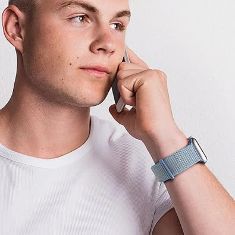 Tali Kepang Nilon untuk Jam Tangan Apple 10 42Mm 46Mm Band Ultra/2 49Mm Gelang Lembut IWatch 9 8 7 6 5 4 SE 45Mm 41Mm 44Mm 40Mm 38Mm