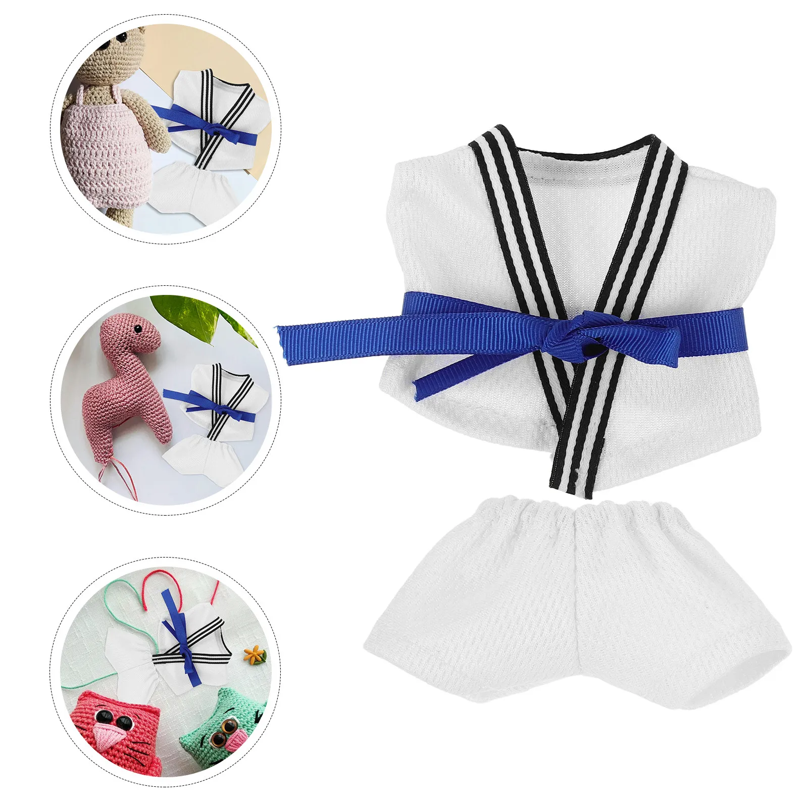 

1 Set Karate Taekwondo Outfit Martial Arts Uniform Belt Fits 17Cm Soft Fabric Clothing Replacement Costume Imaginative