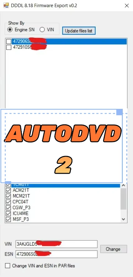 AutoDVD2 Detroit Diesel DDDL Dataset Firmware Export & Import Tool