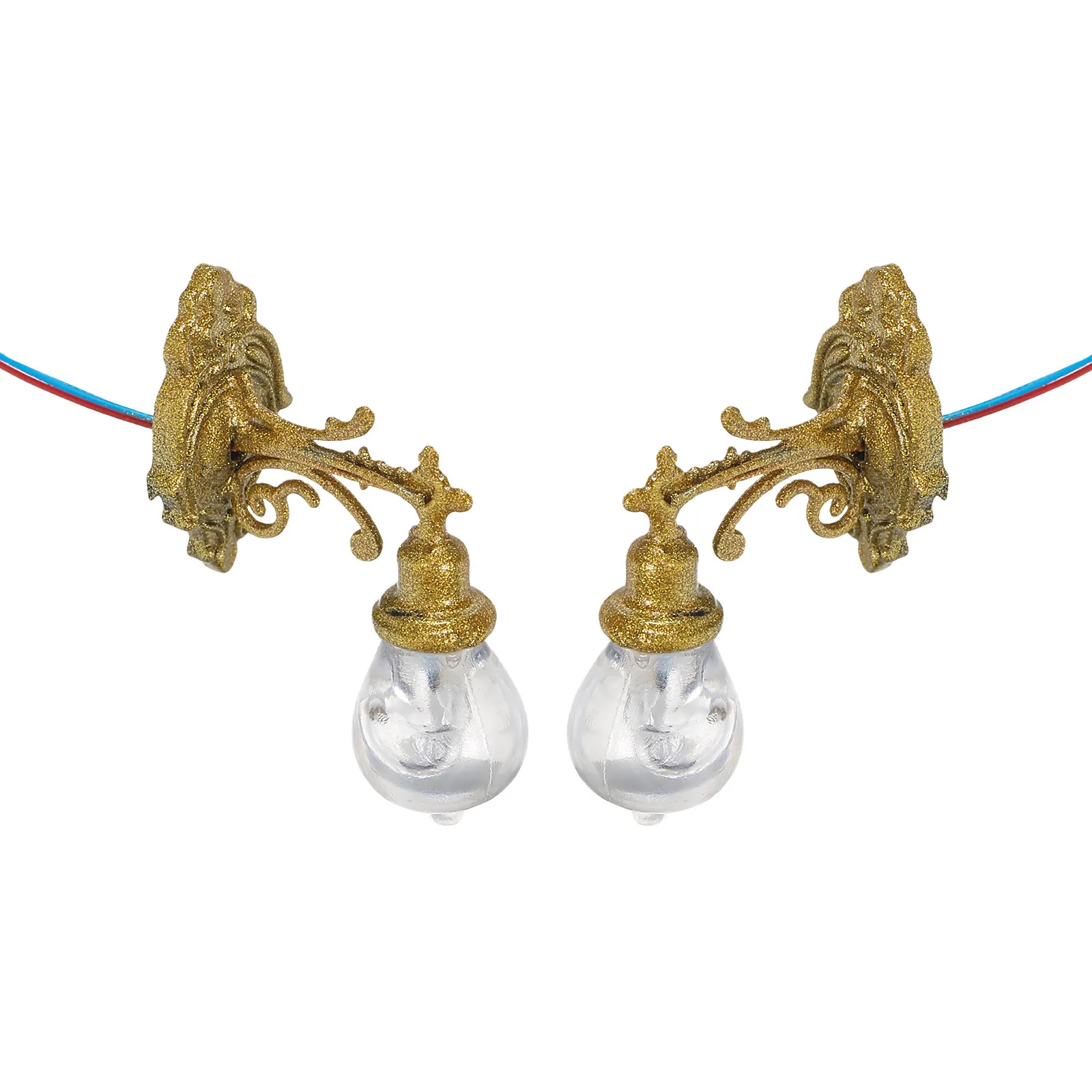 2 Pcs Landscape Lighting Wall Decor Lamp Miniature Sconce Lights Resin Lampshade DIY Accessory Decorative Outdoor